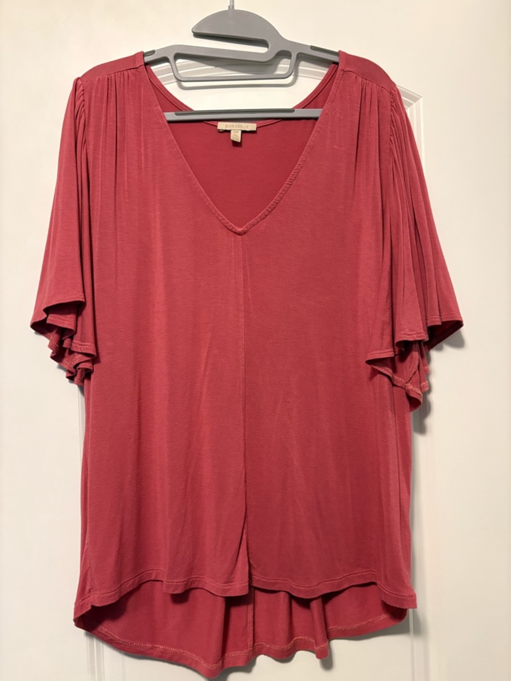 Anthropologie Flowy V-Neck Flutter Sleeve Top in Dusty Rose - Size S